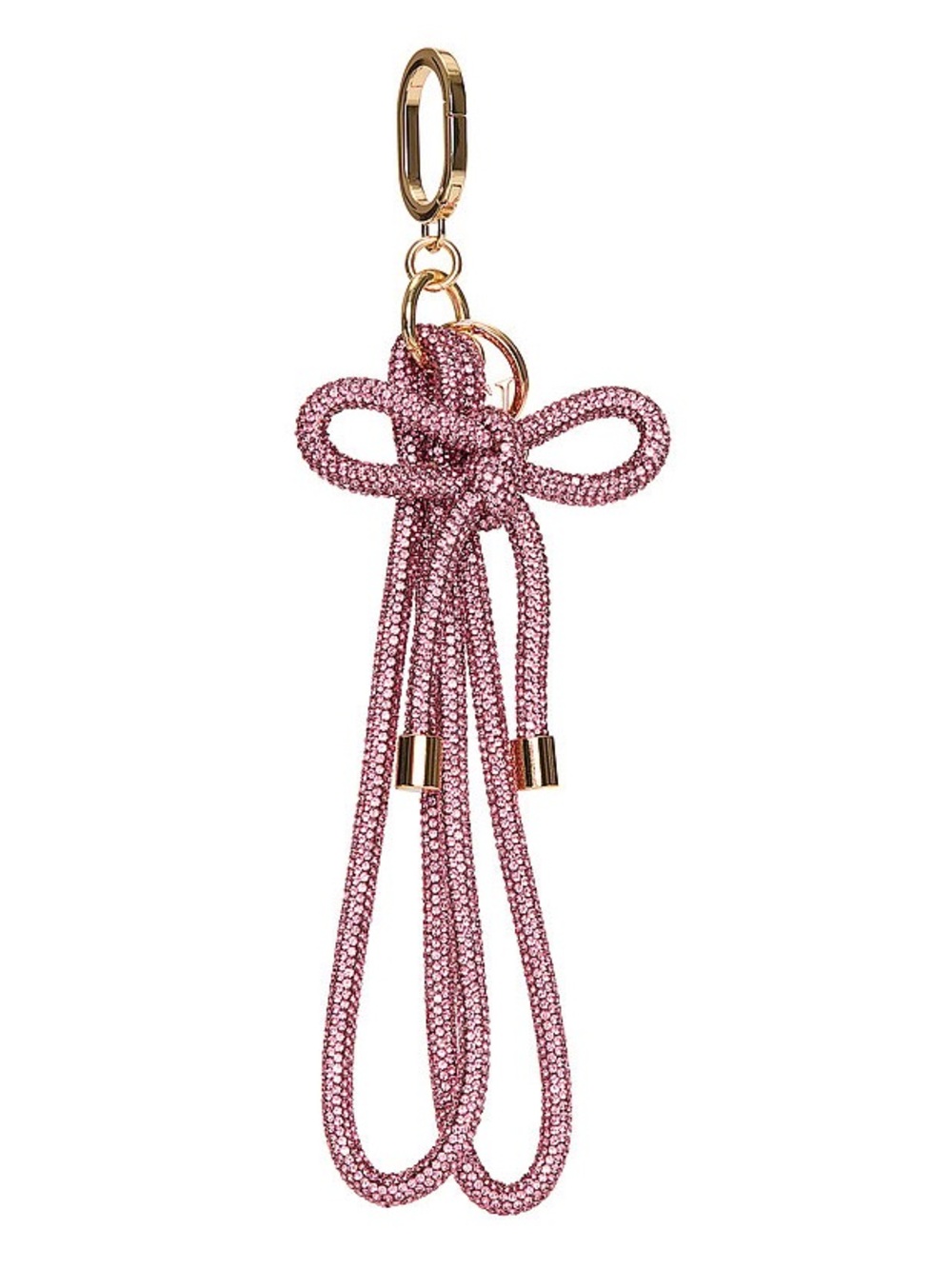 Victoria’s Secret Pink & Gold Rhinestone Bow Wristlet Keychain Bag Charm Strap